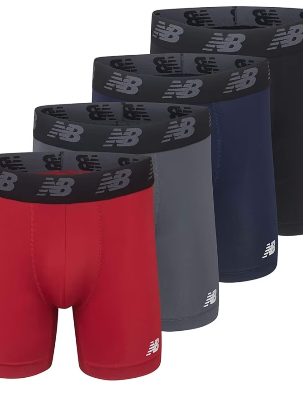 New Balance Men’s Boxer Brief 4-Pack — Red, Gray, Navy, Black